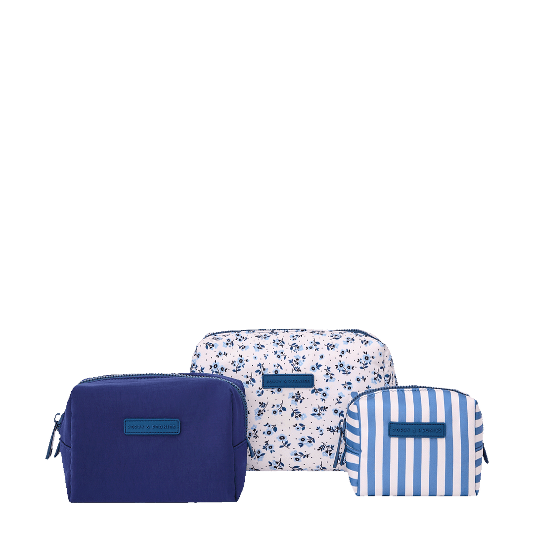 Cosmetic Trio Blue Floral