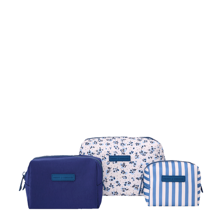 Cosmetic Trio Blue Floral