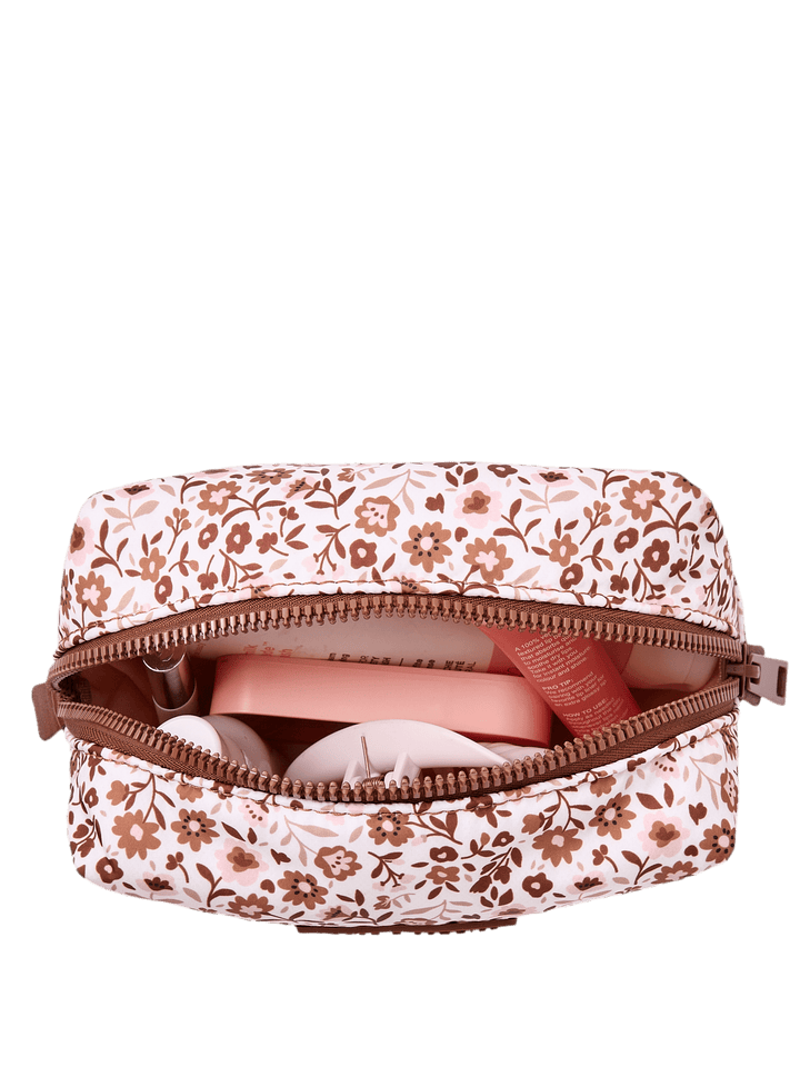 Fall Brown Floral Cosmetic Case