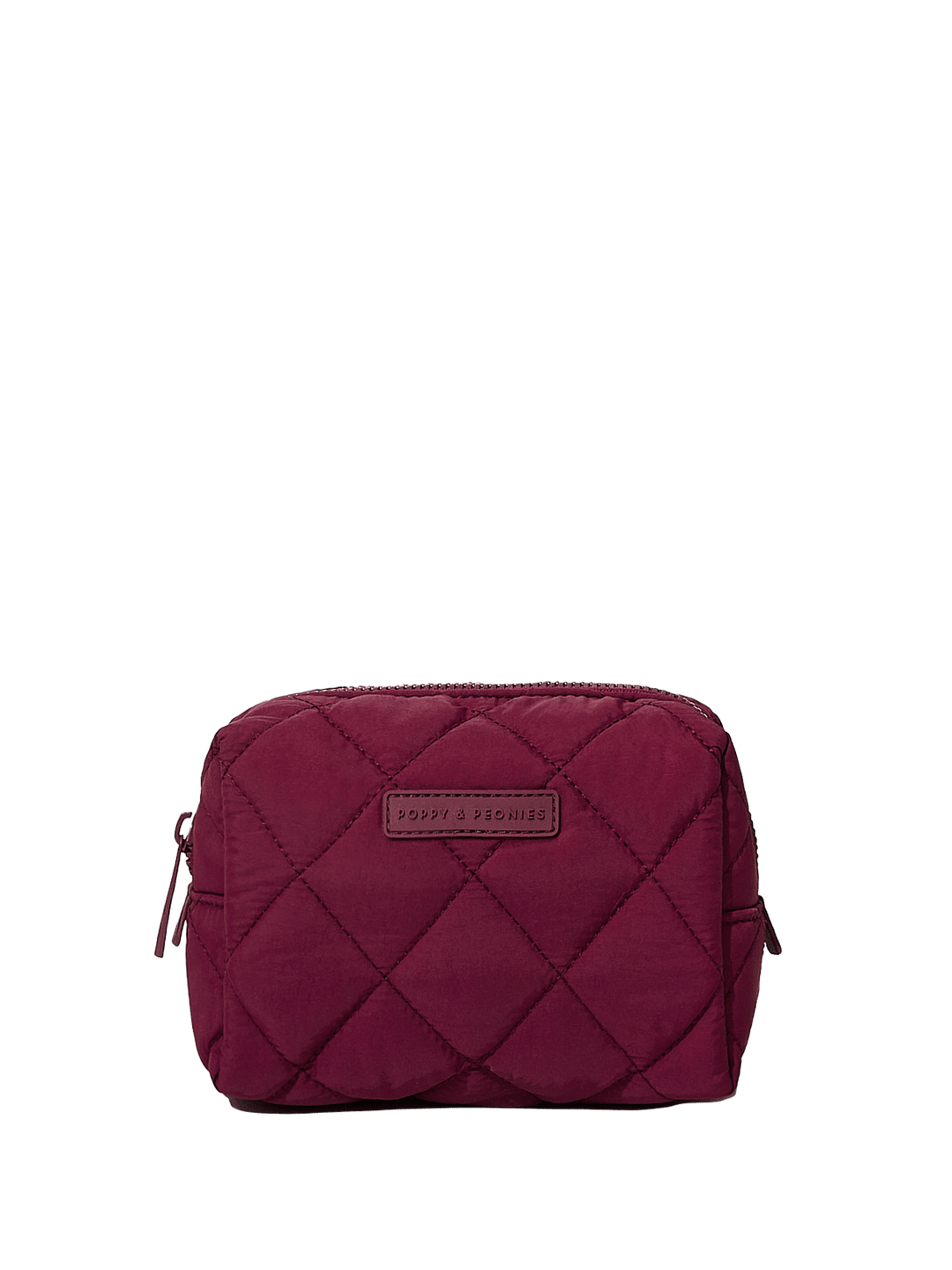 Quilted berry coloured cosmetic bag