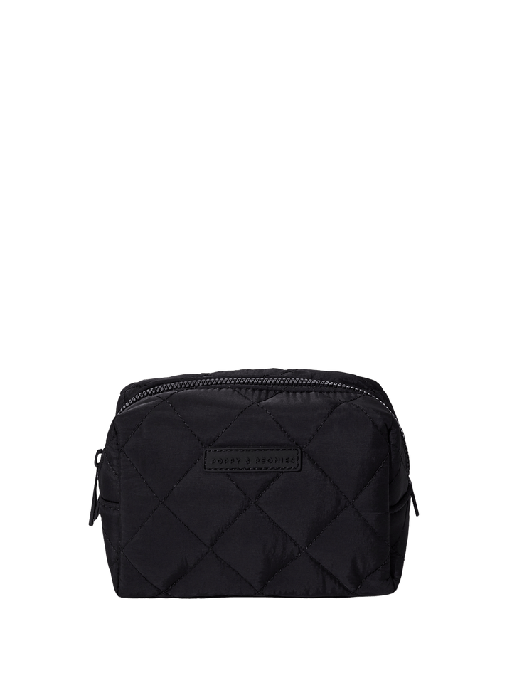 Black quilted makeup bag