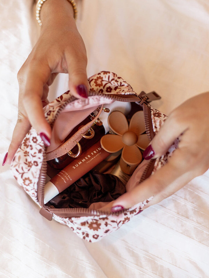 Fall Brown Floral Cosmetic Case