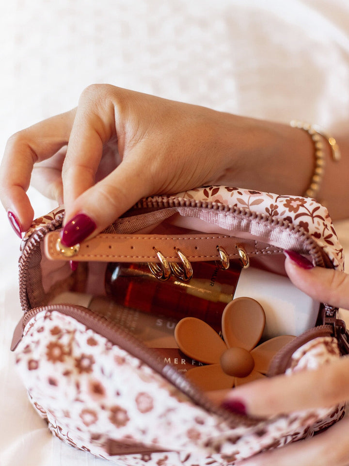 Fall Brown Floral Cosmetic Case