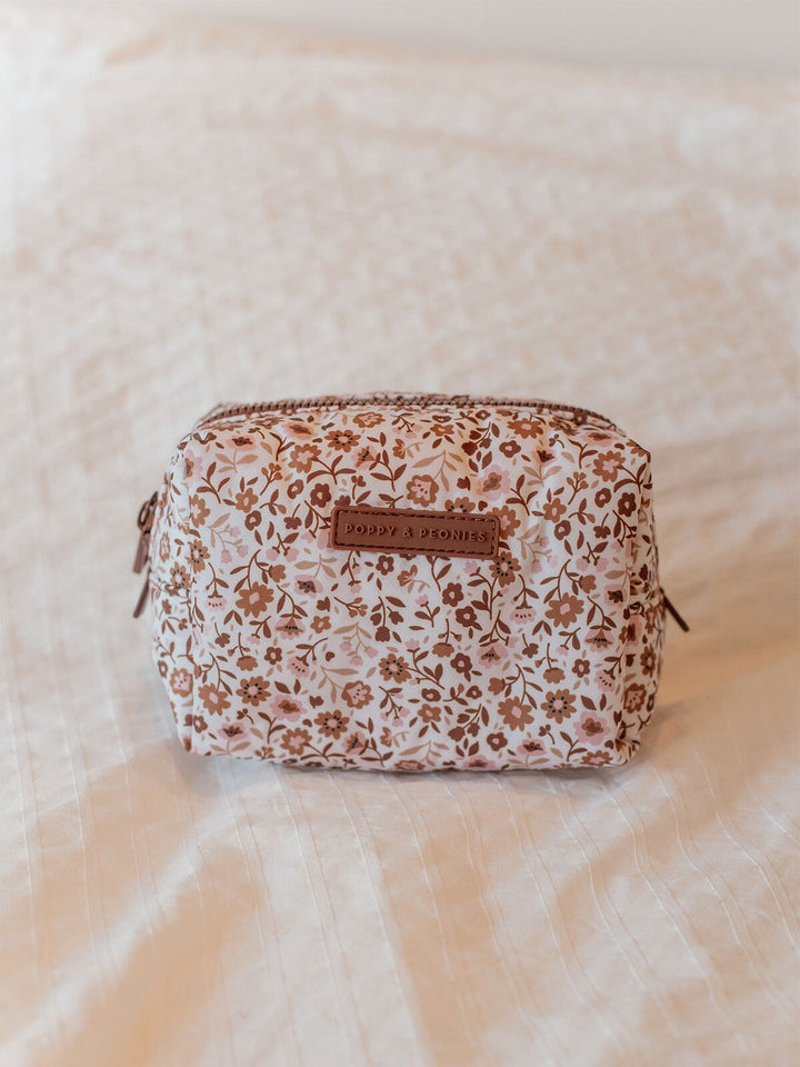 Fall Brown Floral Cosmetic Case