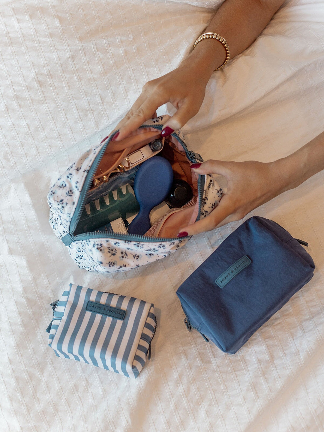 Cosmetic Trio Blue Floral