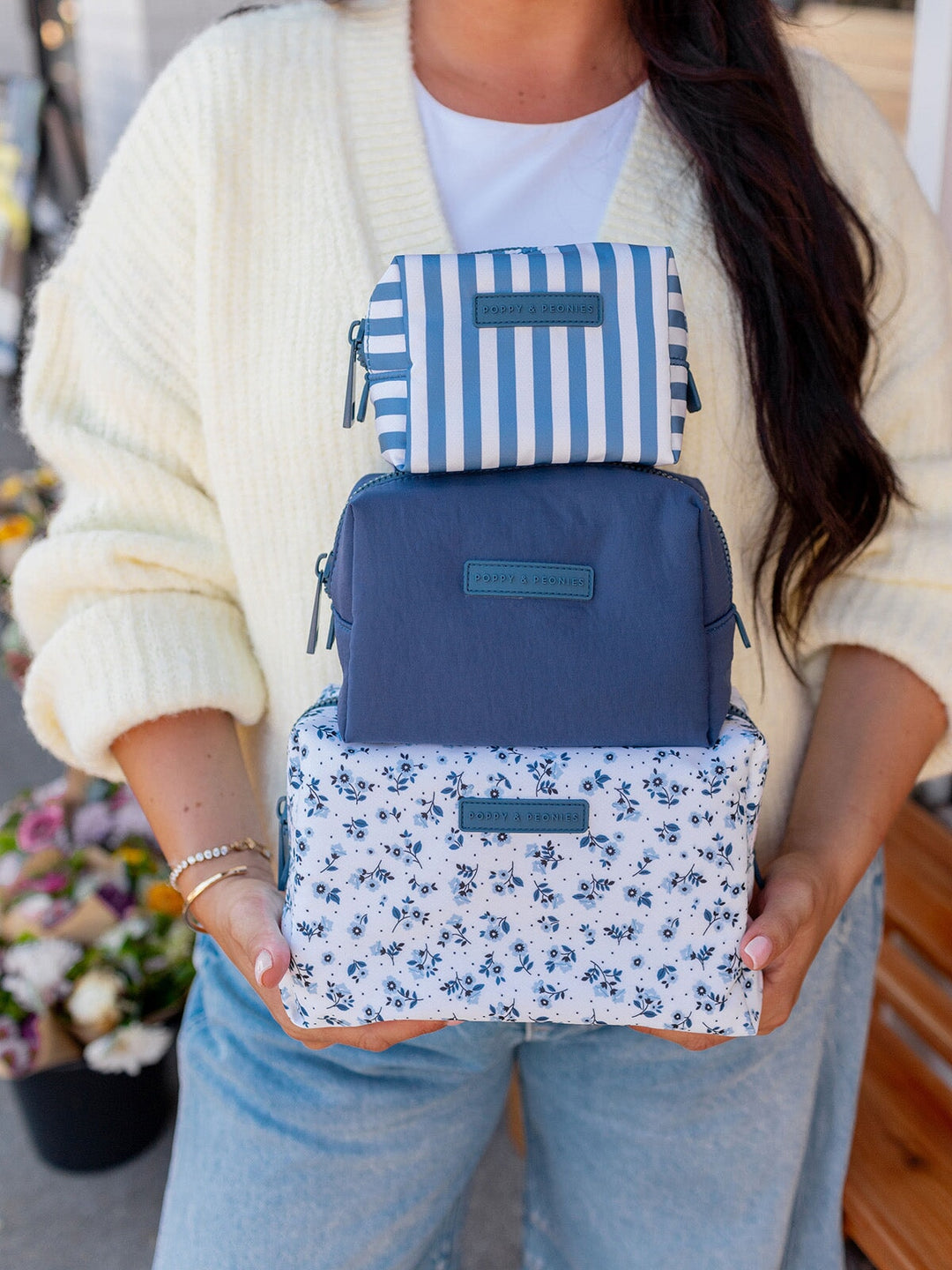 Cosmetic Trio Blue Floral