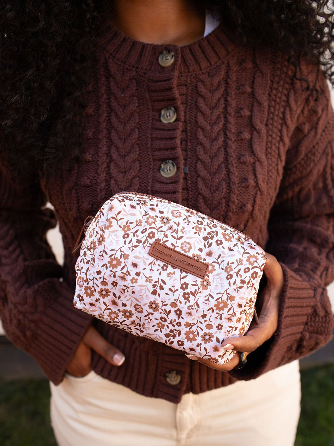 Fall Brown Floral Cosmetic Case