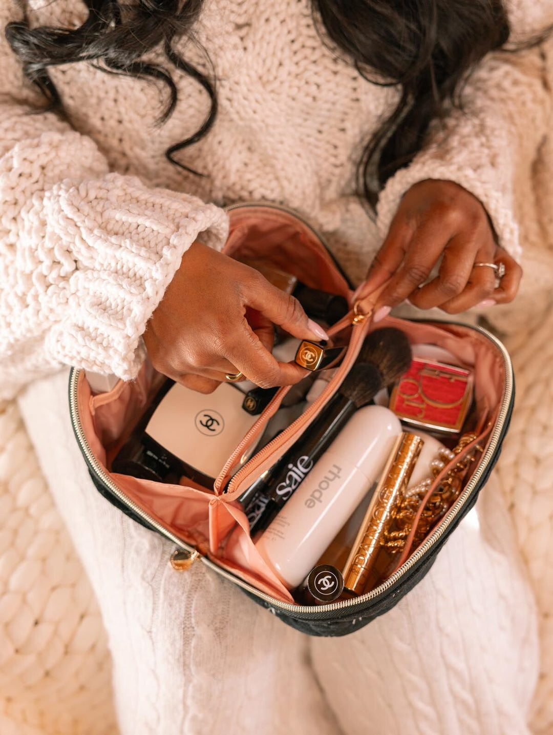 Open and Glow Cosmetic Case Black Velvet