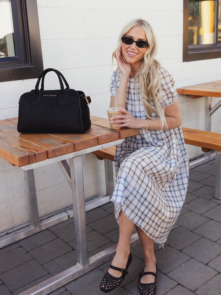 Mini Uptown Tote Black Suede