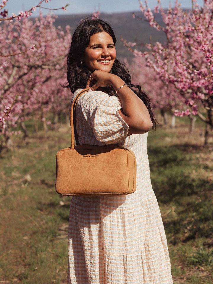 The Darling Satchel Cognac Suede
