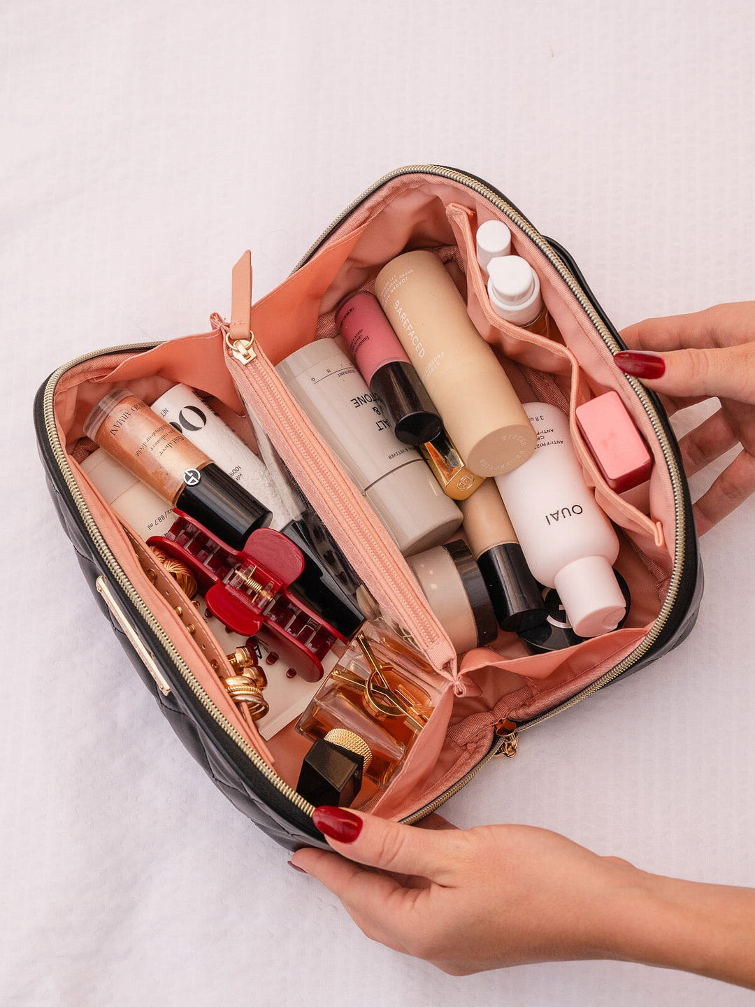 Open and Glow Cosmetic Quilted Black