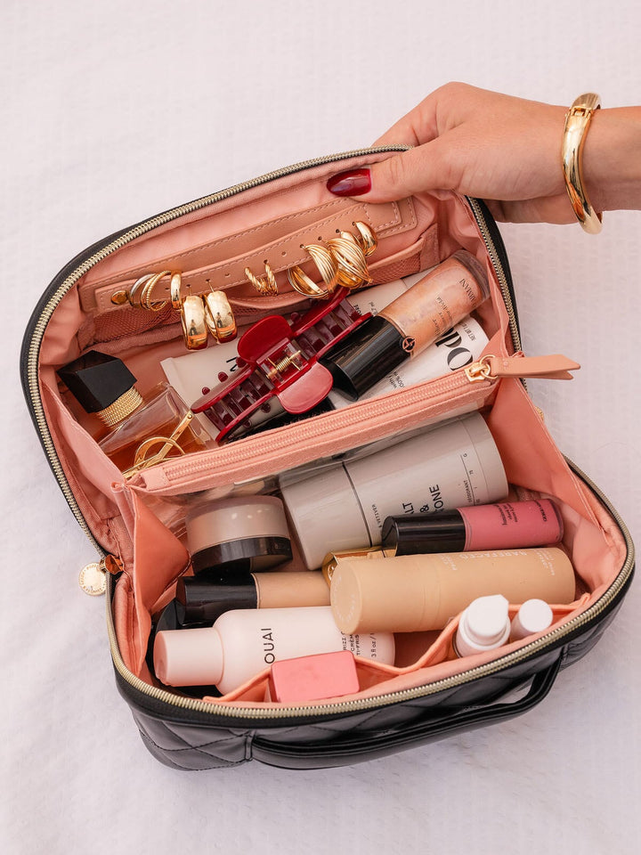 Open and Glow Cosmetic Quilted Black