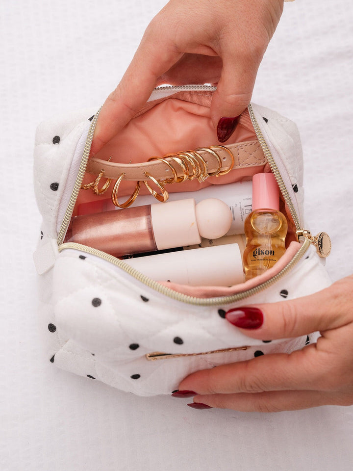 Quilted Cosmetic Case Polka Dot