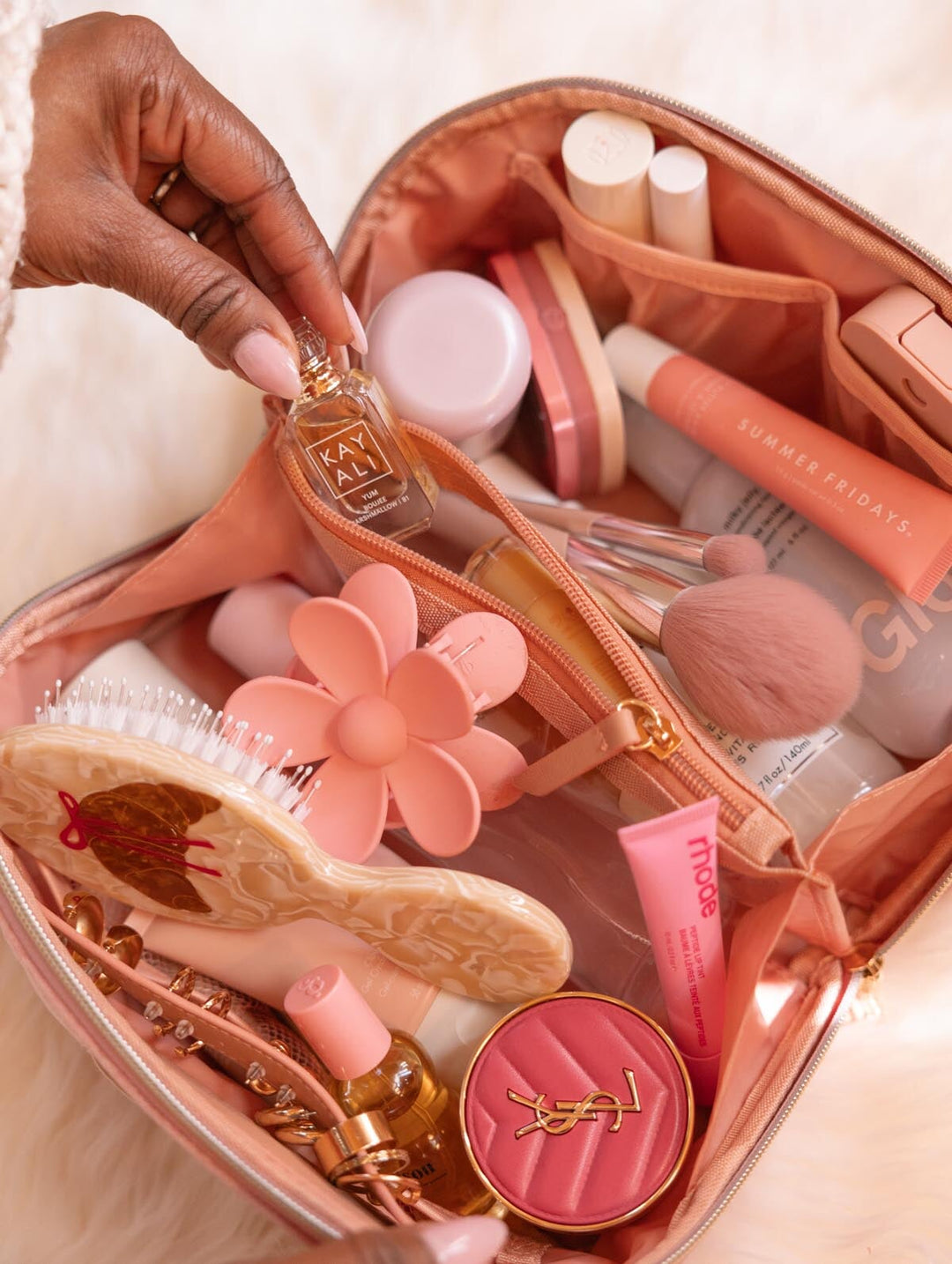 Open and Glow Cosmetic Case Pink Velvet