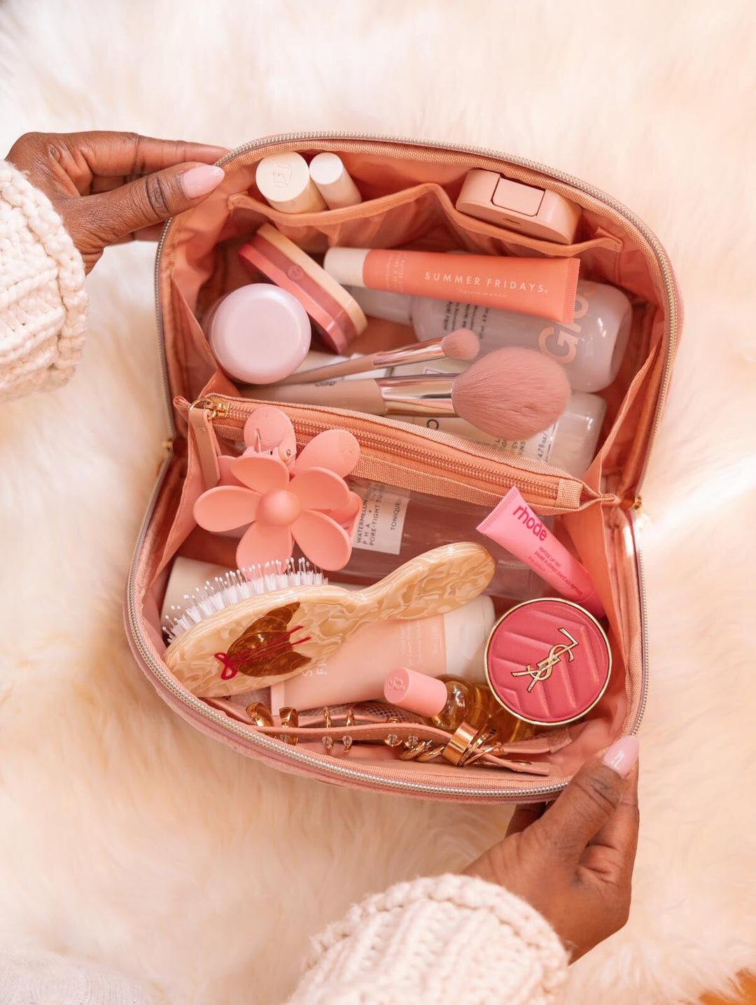 Open and Glow Cosmetic Case Pink Velvet