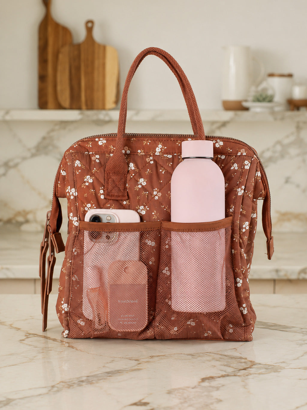 The Lunch Bag Brown Floral