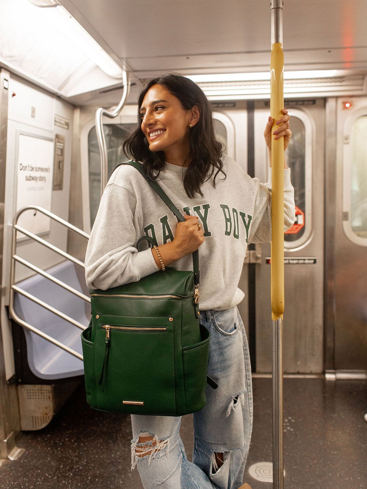 Commuter Backpack Heritage Green | Poppy & Peonies – www