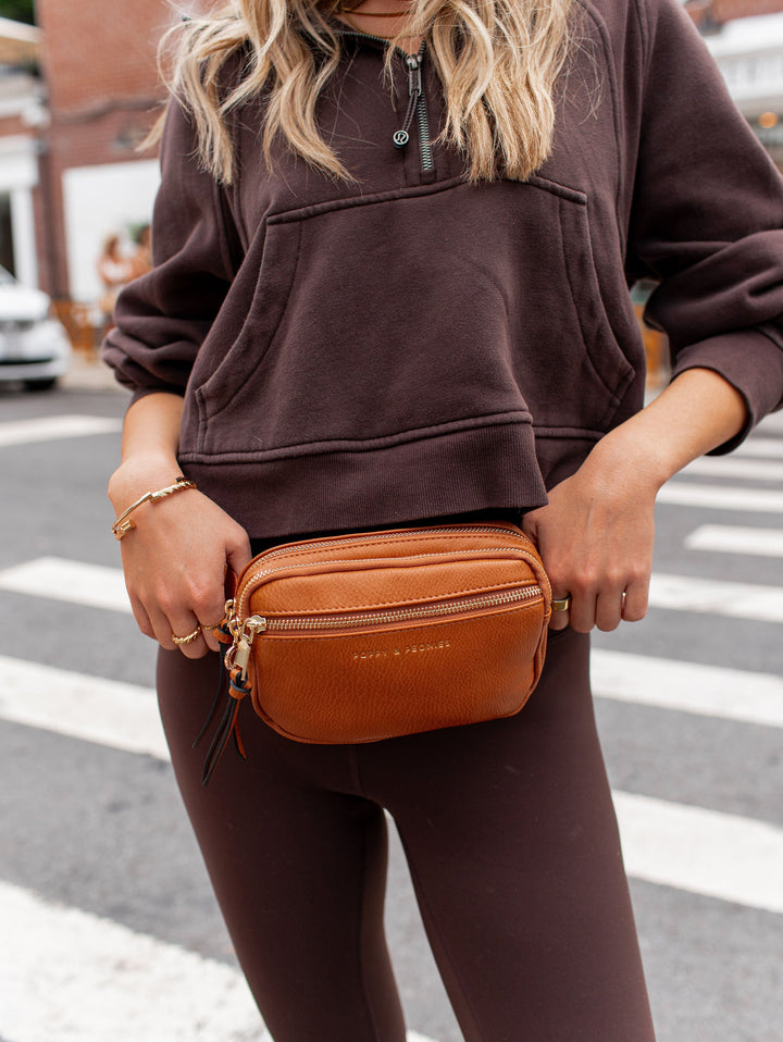 On The Run belt bag vegan leather cognac