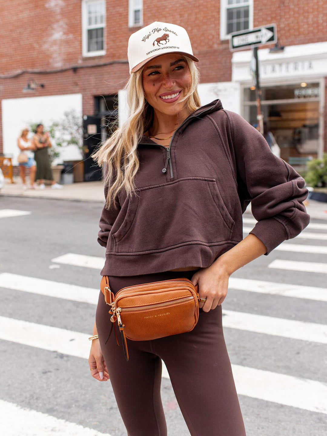 On The Run belt bag vegan leather cognac