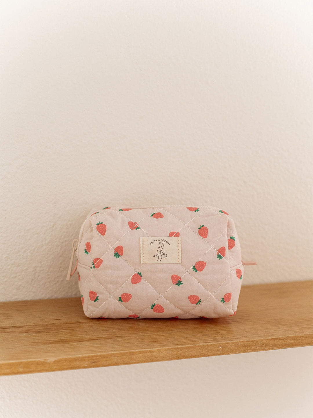 Quilted Cosmetic Case Mini Strawberry Print