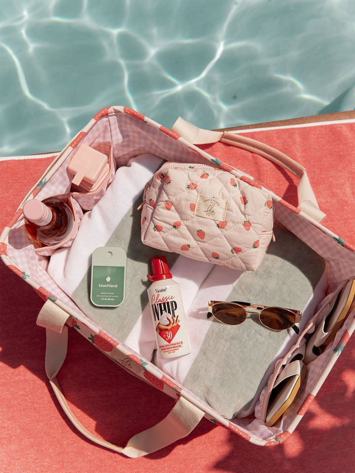 Quilted Cosmetic Case Mini Strawberry Print