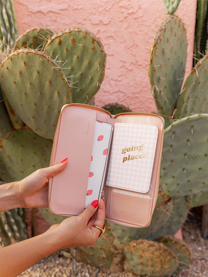 Wanderlust Travel Wallet Strawberry Print