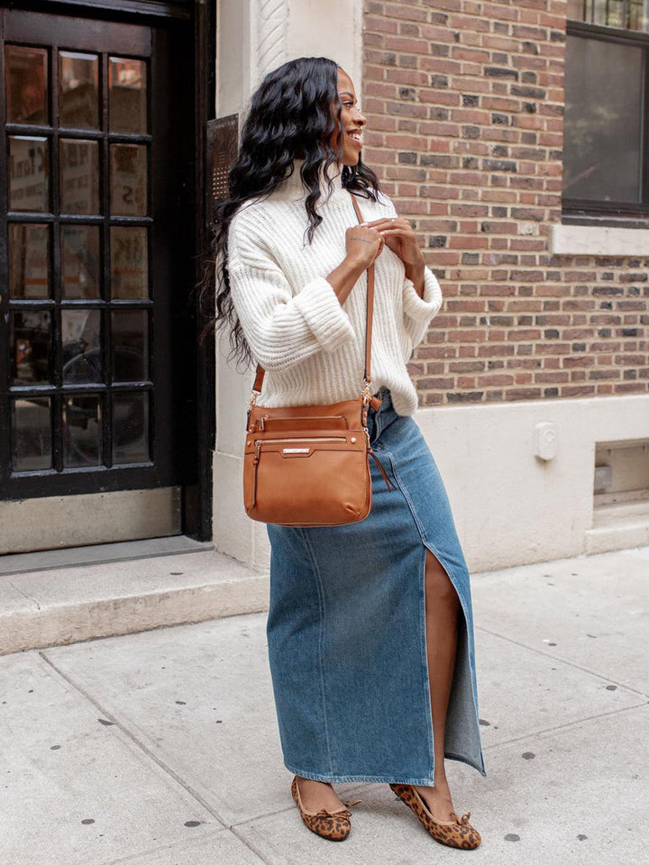 the EVERYDAY CROSSBODY cognac
