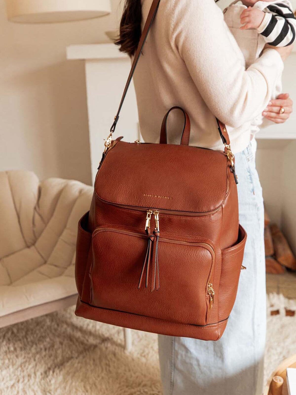 Lullaby Diaper Backpack Chestnut | Poppy and Peonies – www