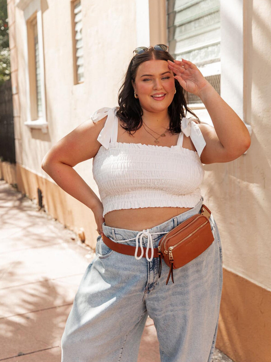 On The Run belt bag vegan leather cognac