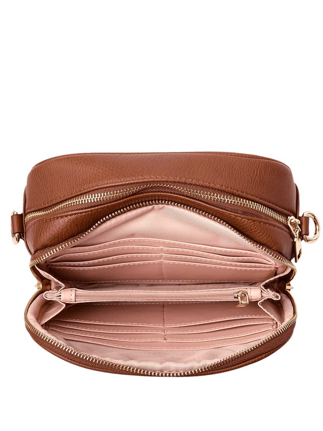 Interior of a vegan leather brown bag
