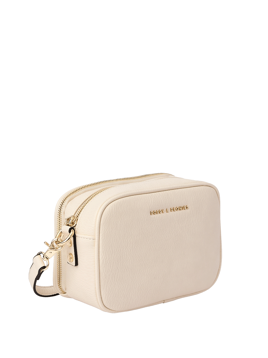 Cream vegan leather bag with a detachable crossbody strap