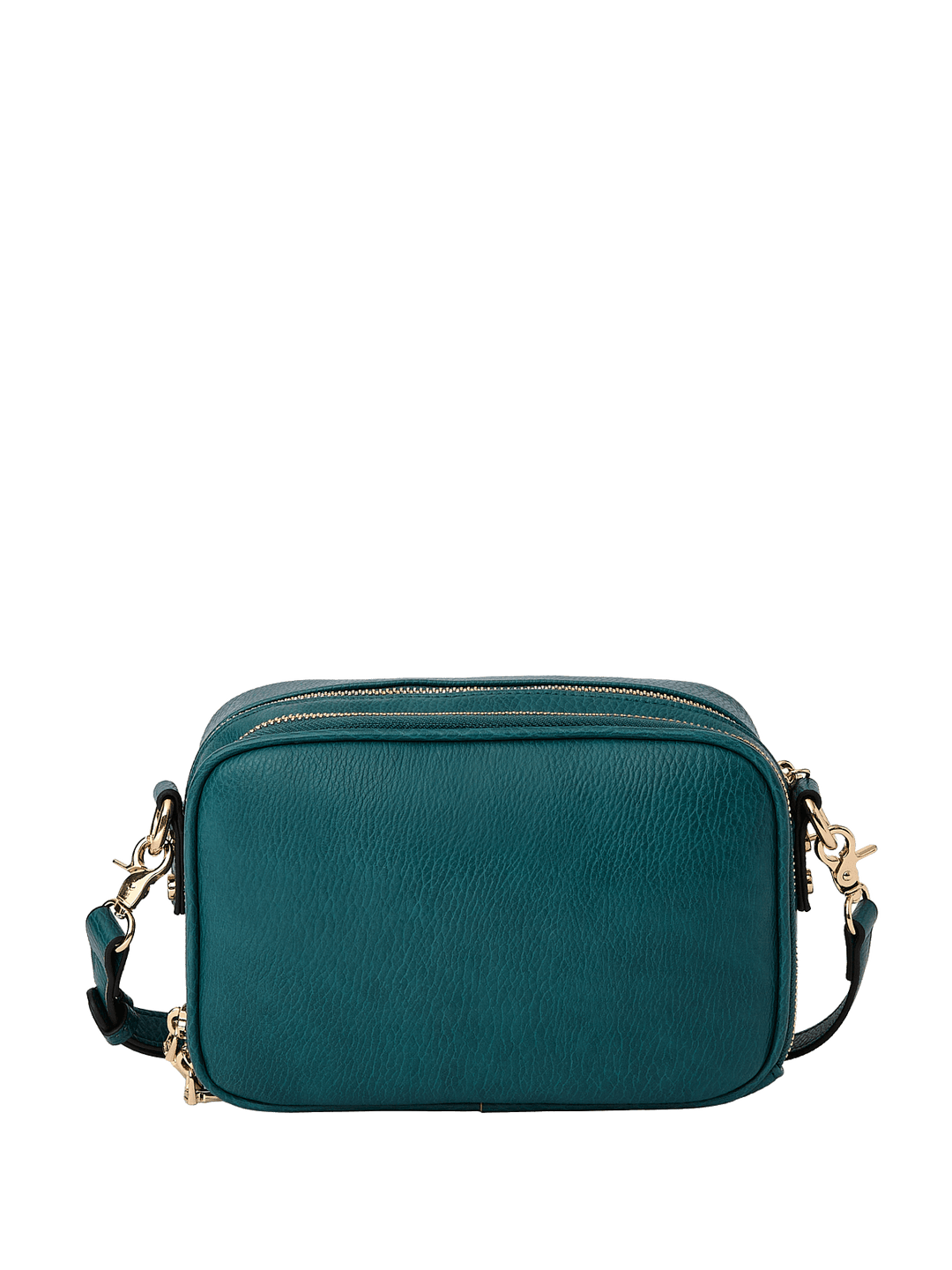 Teal handbag with gold accents on a transparent background