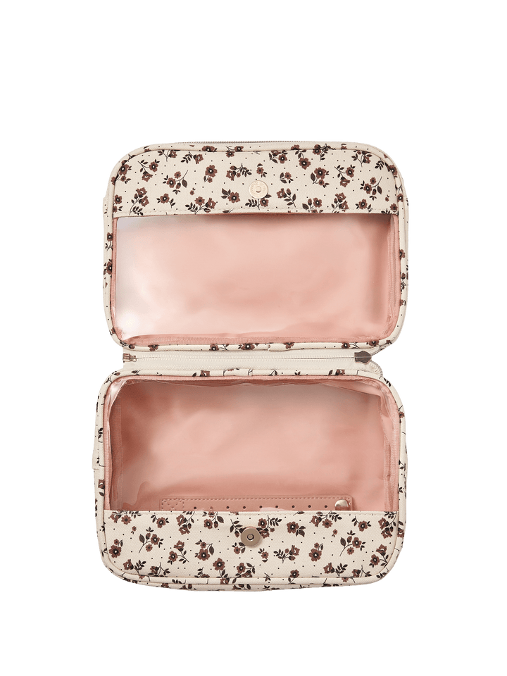 Floral-patterned dual compartment travel case