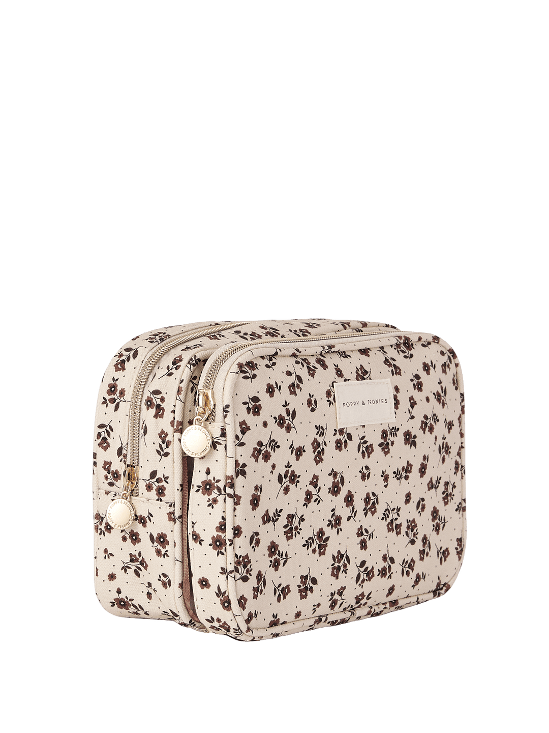 Floral-patterned cosmetic bag