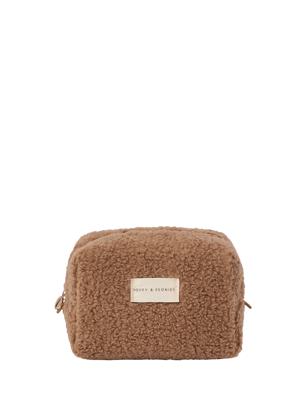 Brown faux fur cosmetic bag
