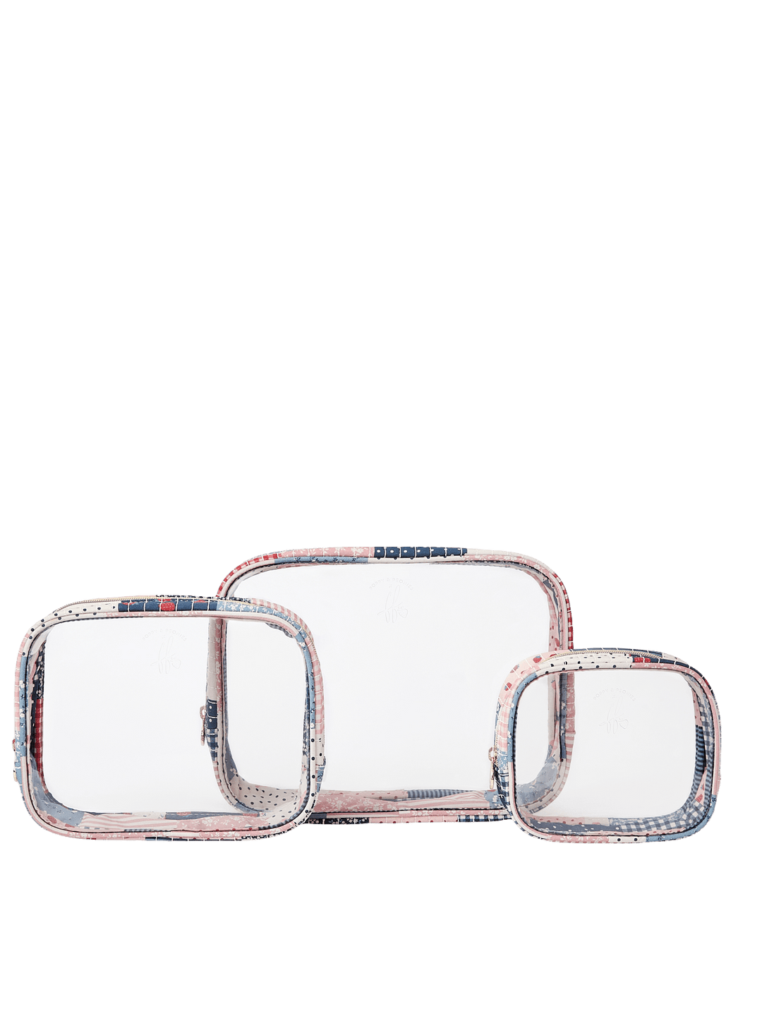 Poppy & Peonies Clearly Organized Set with all three clear cases displayed together in small, medium and large sizes.