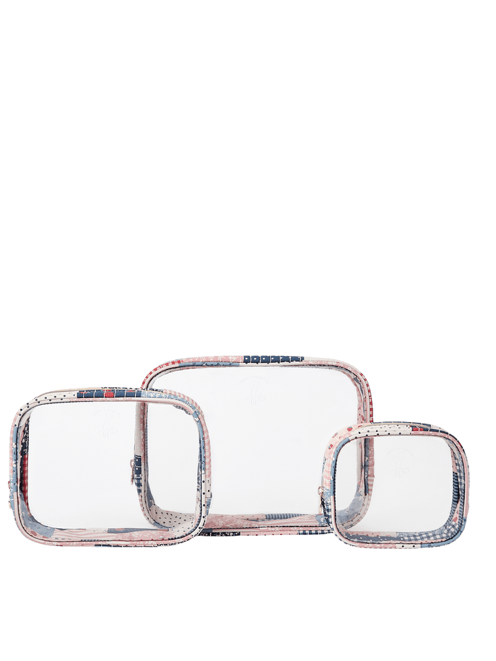 Poppy & Peonies Clearly Organized Set with all three clear cases displayed together in small, medium and large sizes.