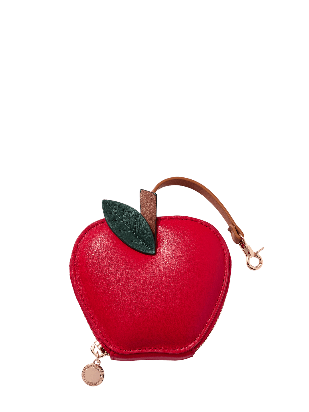 Red apple-shaped coin pouch bag charm.
