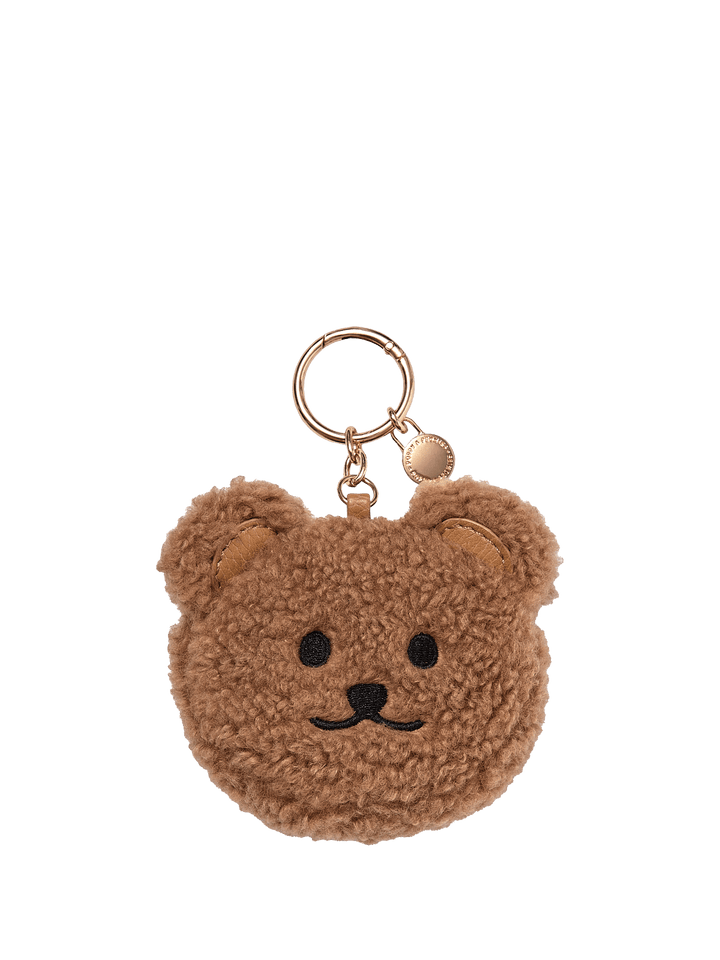 Brown teddy bear-shaped bag charm