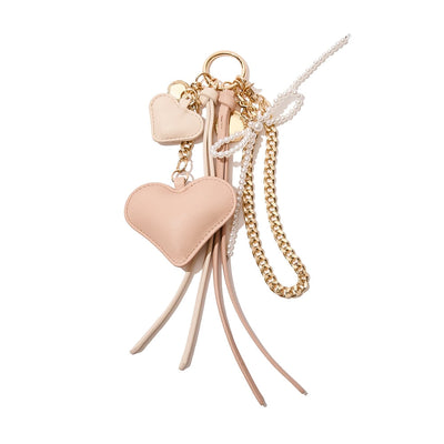 blush and cream heart bag charm