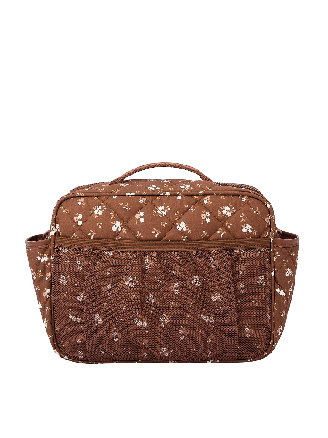 Poppy & Peonies The Lunch Box in Brown Floral back view.