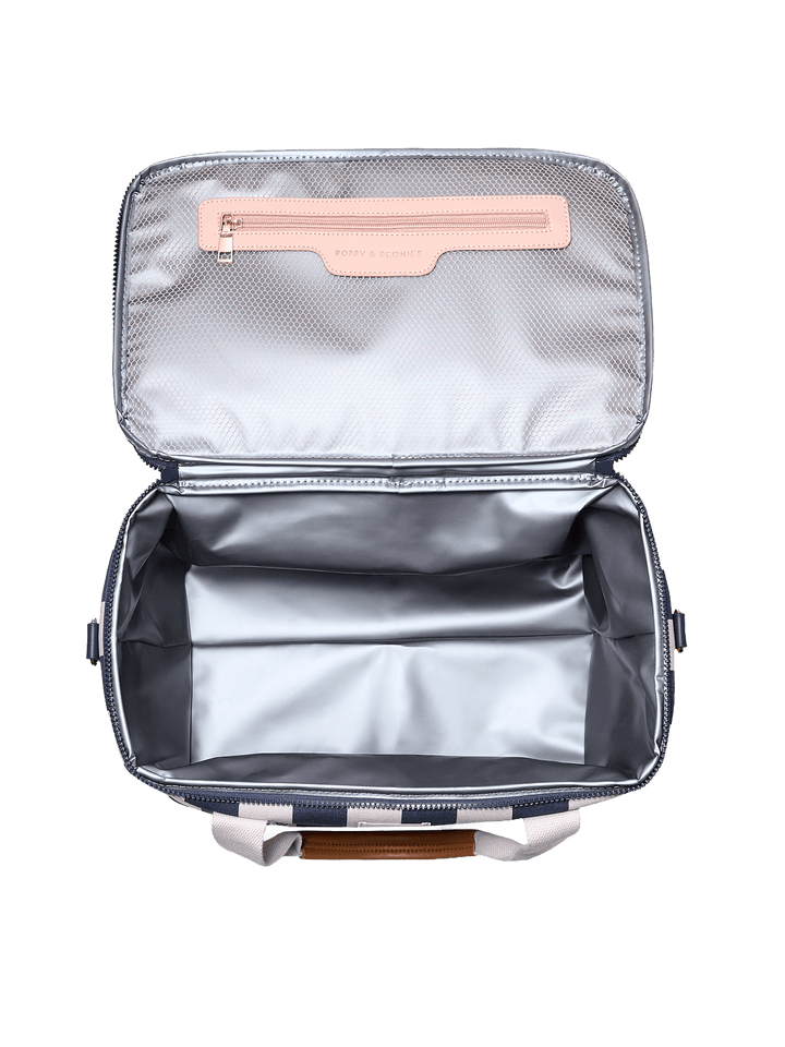 Interior of an insulated cooler bag