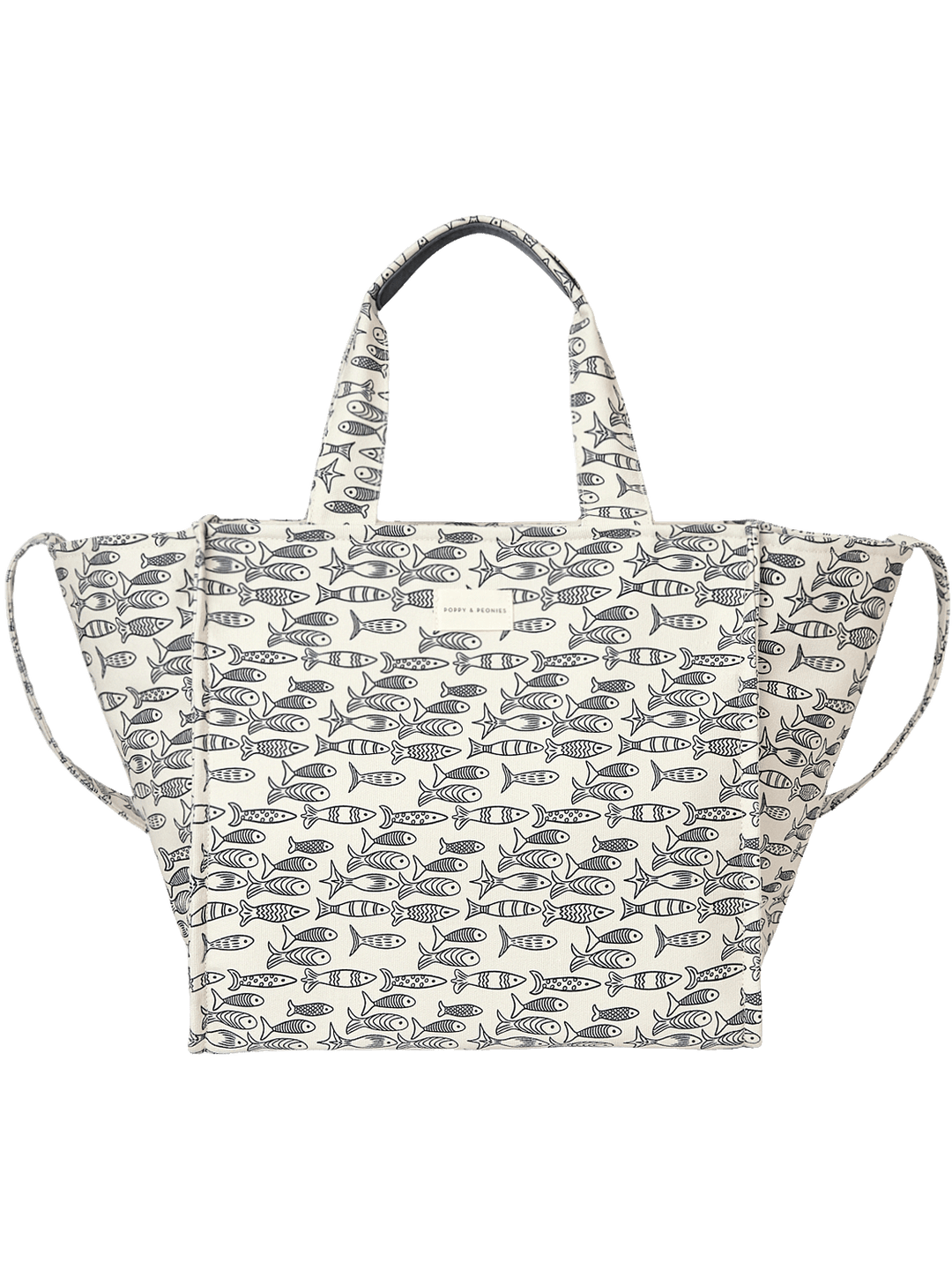 Large tote bag with fish pattern