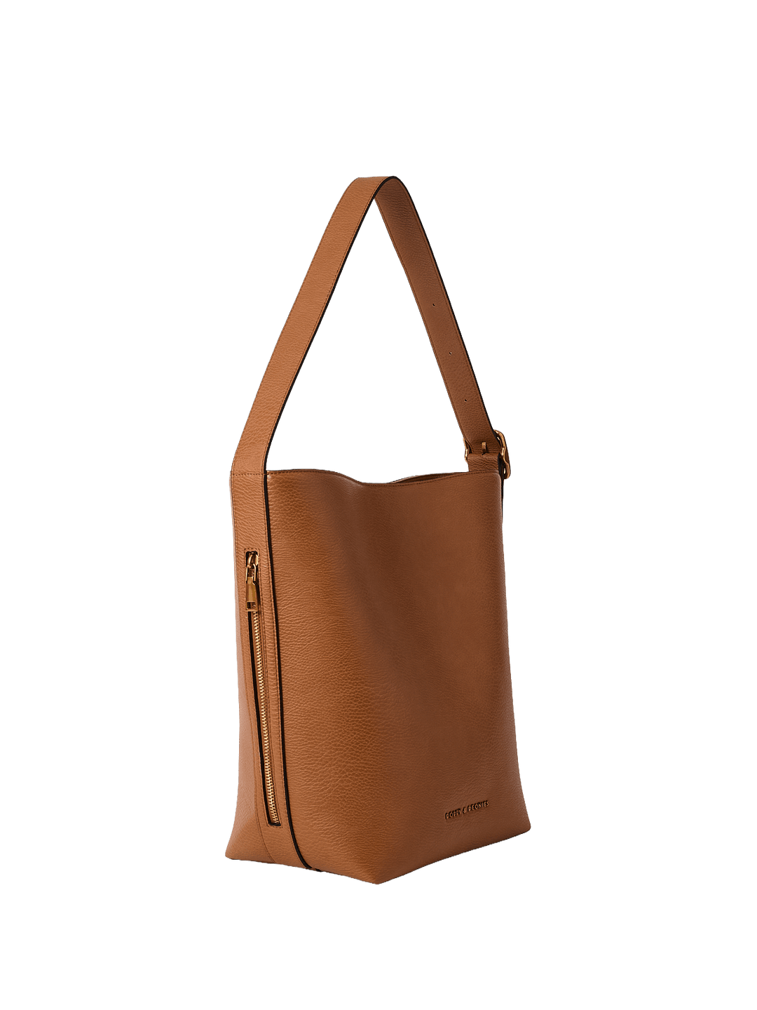 Brown vegan leather bucket bag