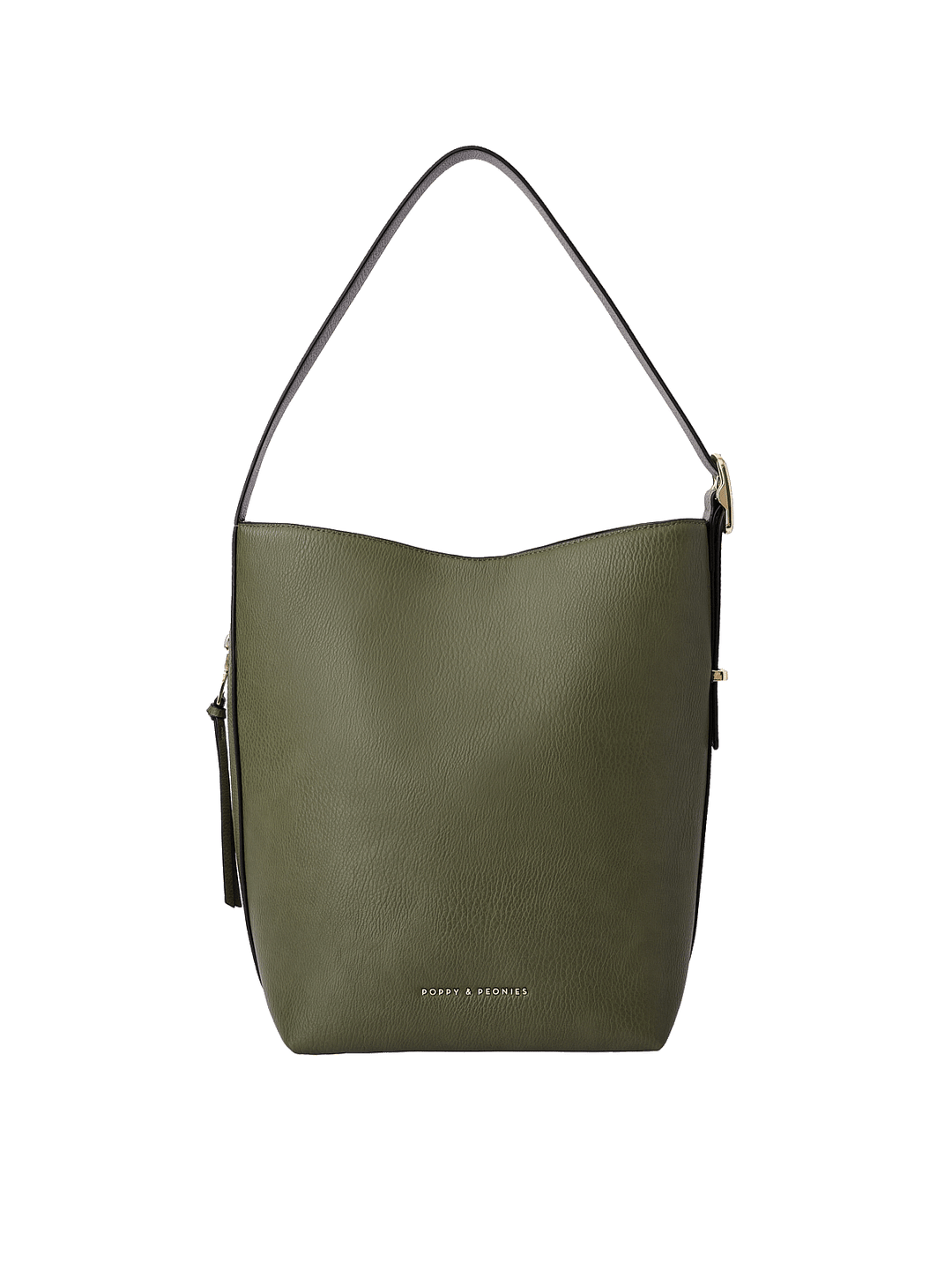 Bucket Bag in Olive with adjustable shoulder strap