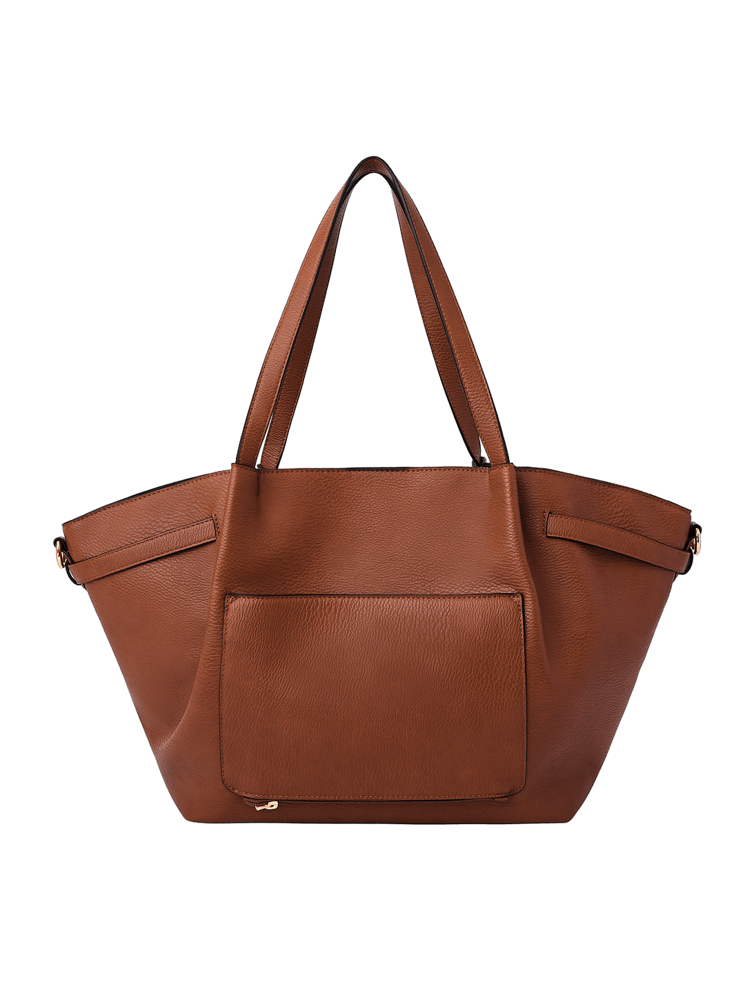 Poppy & Peonies The Knot Tote in Chestnut, featuring a rich brown pebbled exterior, long shoulder handles, and a large exterior back slip pocket.