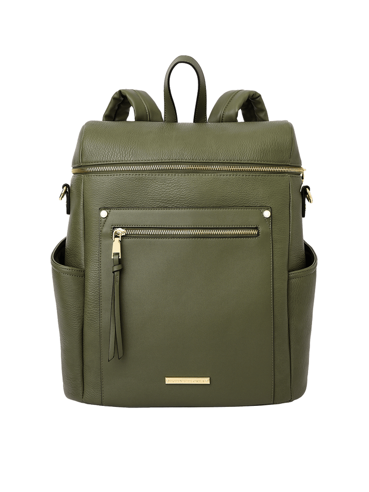 Front view of Commuter Backpack in Olive