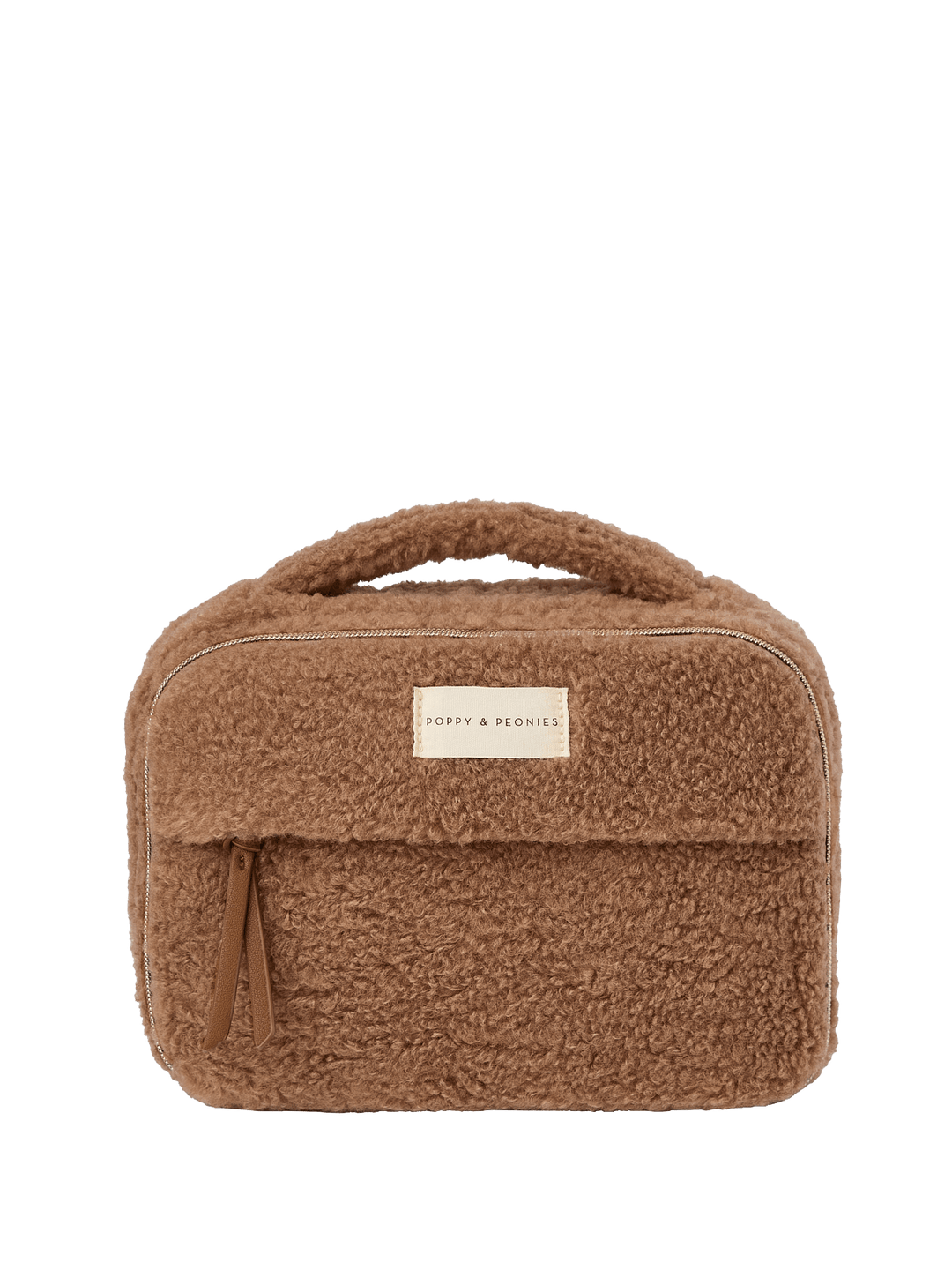Brown faux fur cosmetic bag