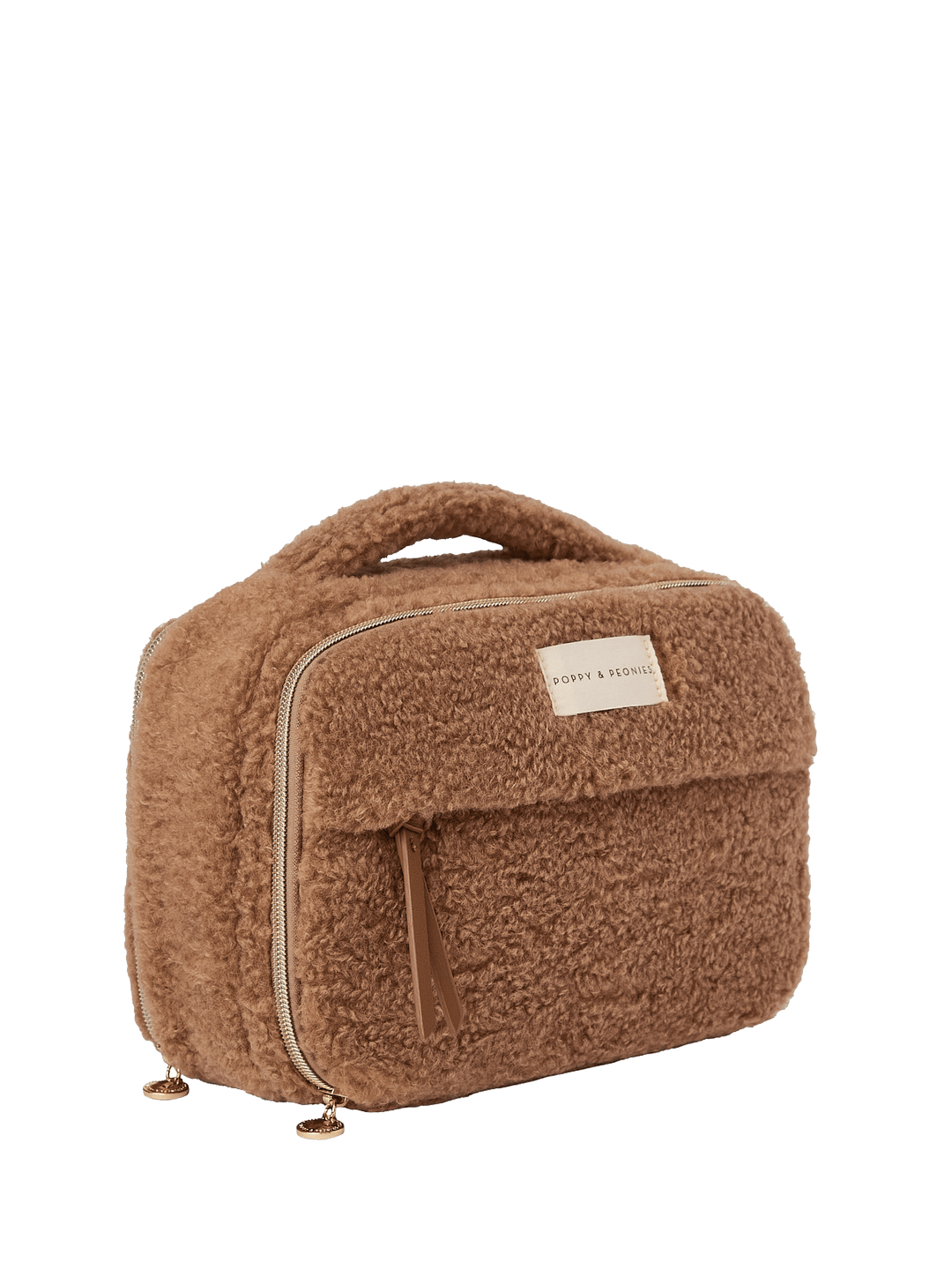 Brown faux fur cosmetic bag