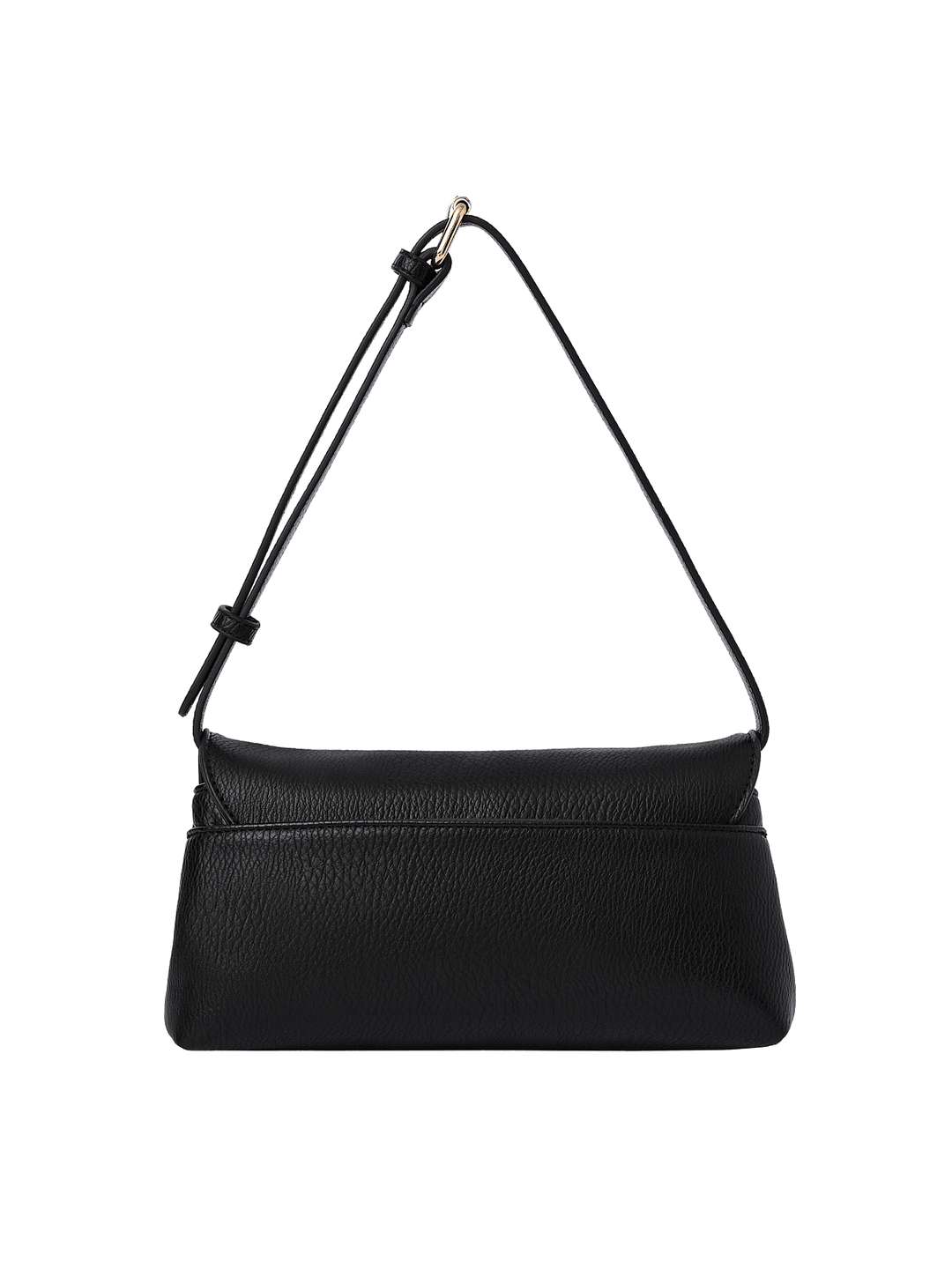 Poppy and Peonies Midnight Convertible Clutch displayed with its adjustable shoulder strap extended, highlighting its structured rectangular silhouette, textured black exterior, fold-over flap, and gold-tone clasp.
